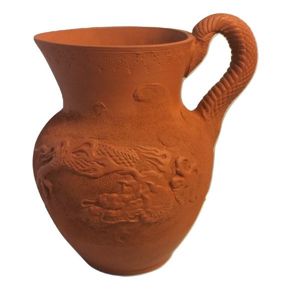 Antique Japanese Export Terracotta Dragon Pitcher